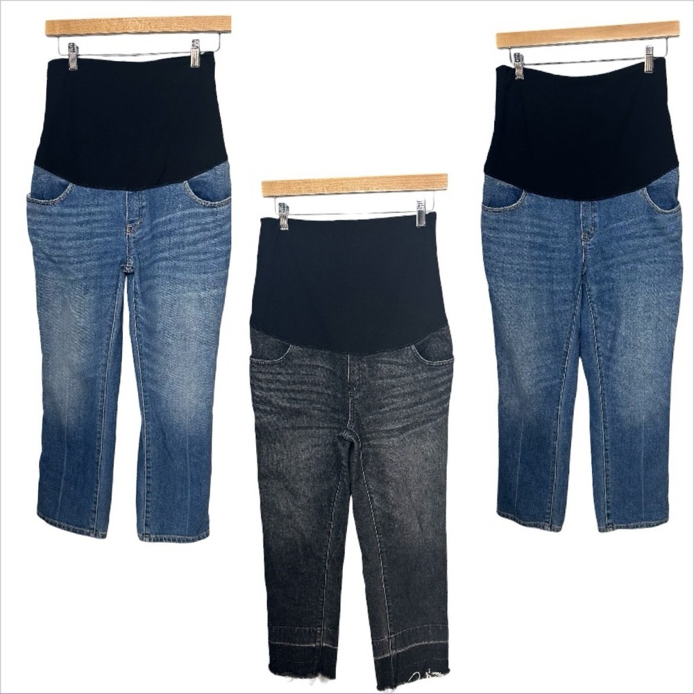 HATCH Maternity‎ Over the Belly Jeans Lot of 3 Sz 28/29 Cropped Straight Leg